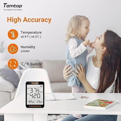 Temtop 2 Pack S1 Indoor Air Quality Monitor, Portable AQI PM2.5, Temperature - Image 4