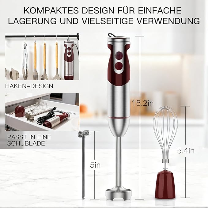 MegaWise Pro Titanium Reinforced 3-in-1 Immersion Corded Hand Blender, Powerful - Image 8