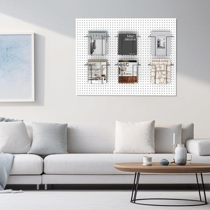 6 pair expandable literature display shelf for pegboard showing dimensions