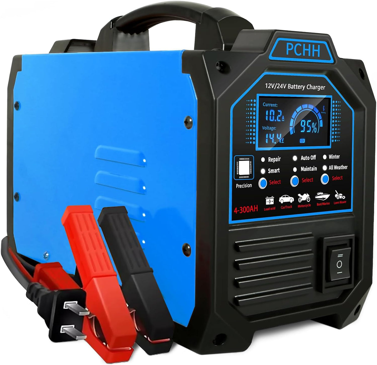 pchh 12v 24v car battery charger heavy duty, main product view