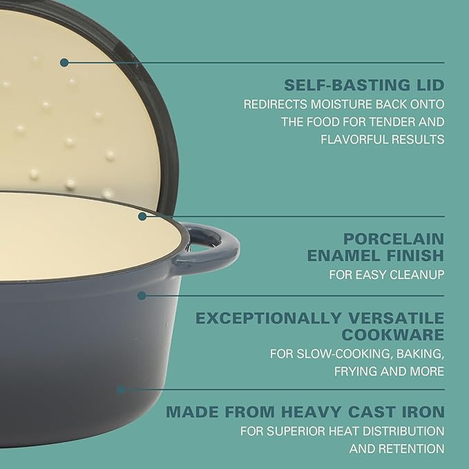 Gibson Home Addlestone 5 Qt Enameled Cast Iron Dutch Oven Pot - Image 3