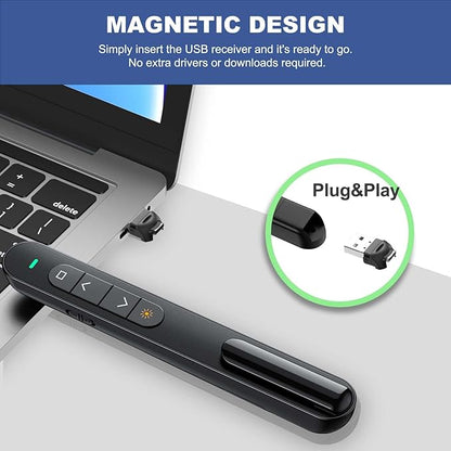 QUI Presentation Clicker for PowerPoint, RF 2.4GHz USB C Wireless Presenter - Image 5