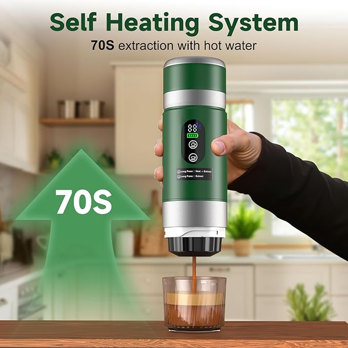 Portable Espresso Machine with Removeable Battery, 20 bar Mini Travel Coffee - Image 6