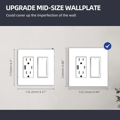 ELEGRP 2-Gang Screwless Decorative Wall Plates, Mid-Size 4.88" height x 4.94" - Image 6