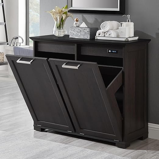 OLD CAPTAIN Double Tilt Out Trash Cabinet, Wooden Kitchen Garbage Can Free by OldCaptainFurnitureLighting