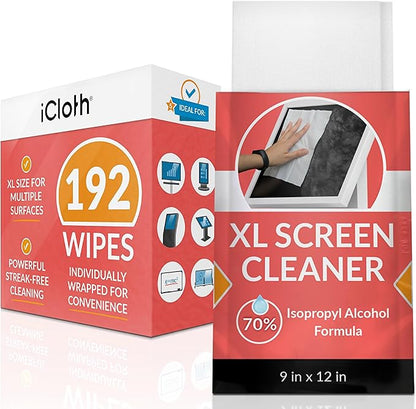 iCloth 70% Isopropyl Alcohol XL Screen and Electronics Wipes, Streak-Free by iCloth