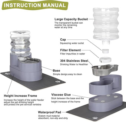 RIZZARI Automatic Pet Water Dispenser: 5L Gray Cats and Dogs Gravity Feeder - Image 3