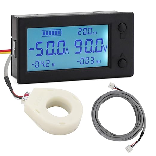 DROK Battery Monitor, Amp Volt Power Watt Meter DC 0-300V 200A STN LCD Display by DROK