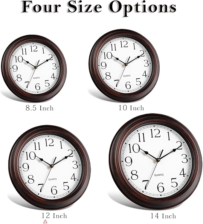 KECYET 12 Inch Wall Clocks Battery Operated Silent Non-Ticking Wall Clock - Image 3