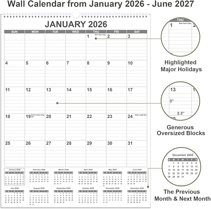 Large Calendar 2026 with Spiral Bound - Image 2