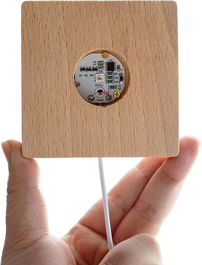 ZEERSHEE Pack 2 LED Light Base for Crystal Colorful Lights Square Wood Display - Image 9