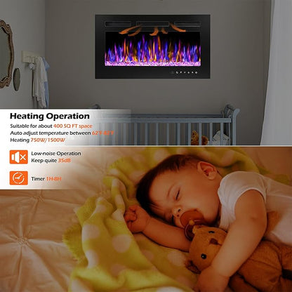 30" Electric Fireplace Wall Mounted and Recessed - Image 5