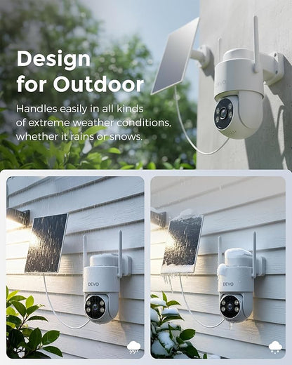Devo Solar Security Camera Wireless Outdoor, 2.3K HD 360° PTZ Color Night Vision - Image 8