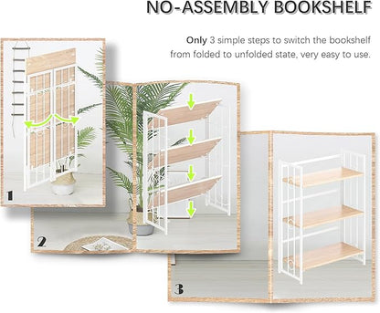 4NM No Assembly 3 Tiers Folding Bookshelf - Image 7