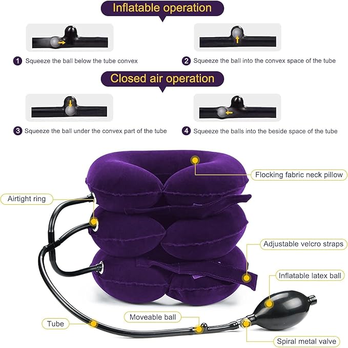 Cervical Traction Device for Neck Pain Relief, Adjustable Inflatable Neck - Image 2