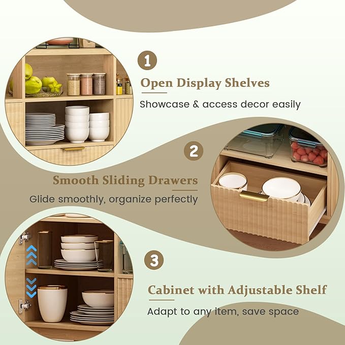 58" Large Sideboard Buffet Cabinet - Image 6