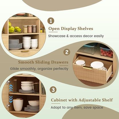 58" Large Sideboard Buffet Cabinet - Image 6