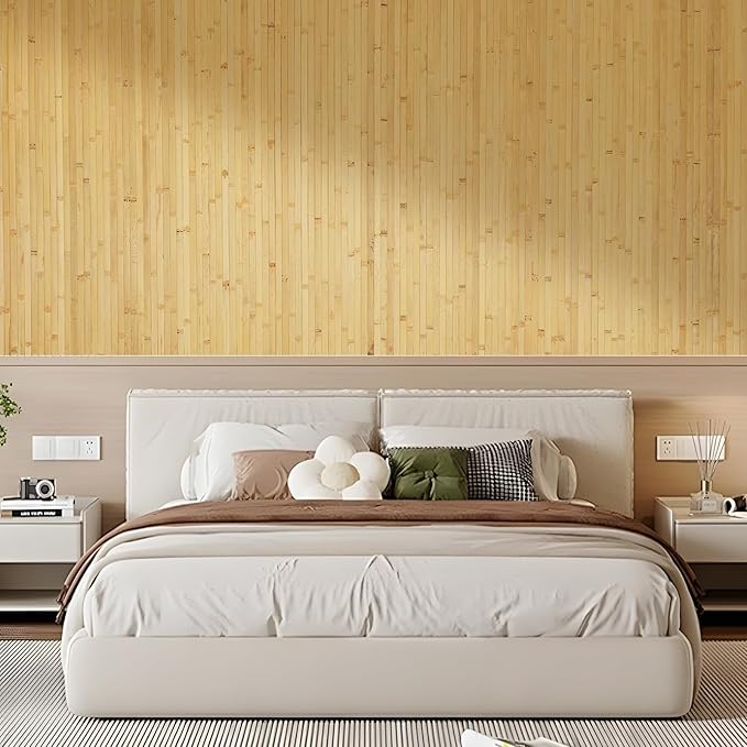OUZUGIE 2 Pack 96x48 Inch Natural Bamboo Wall Panel – Natural Pole Wrap Paneling - Image 8