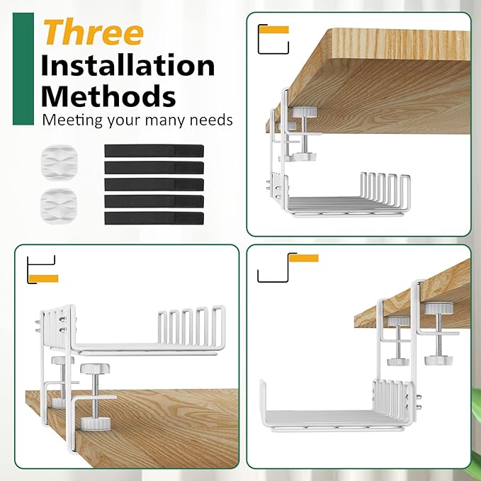 Under Desk Cable Management Tray, L 15.7''W 6.3'' No Drill Steel Desk Cable - Image 7