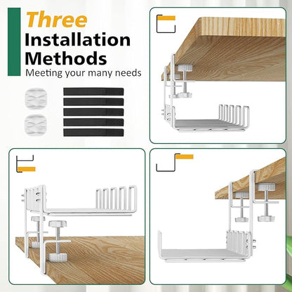 Under Desk Cable Management Tray, L 15.7''W 6.3'' No Drill Steel Desk Cable - Image 7