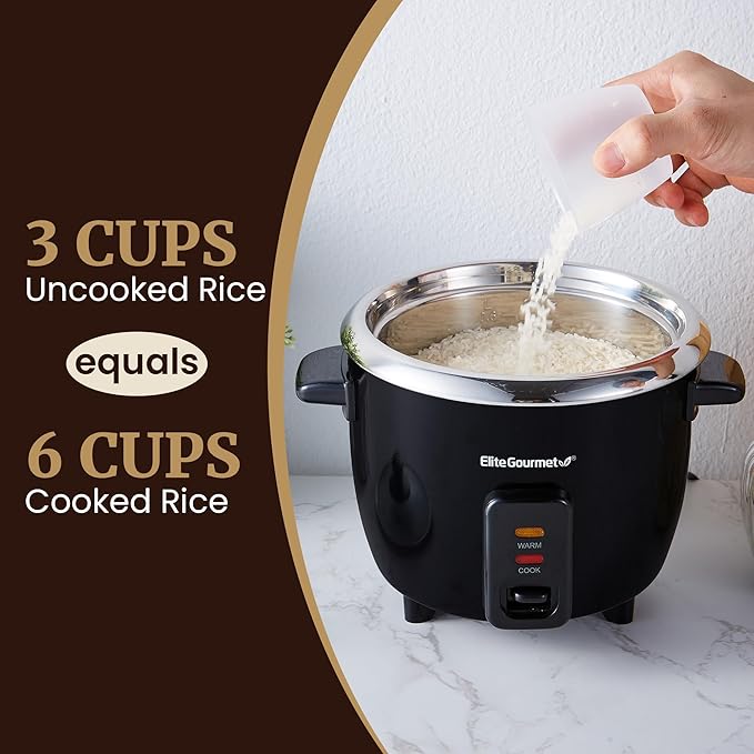 Elite Gourmet ERC006SS 6-Cup Electric Rice Cooker - Image 5