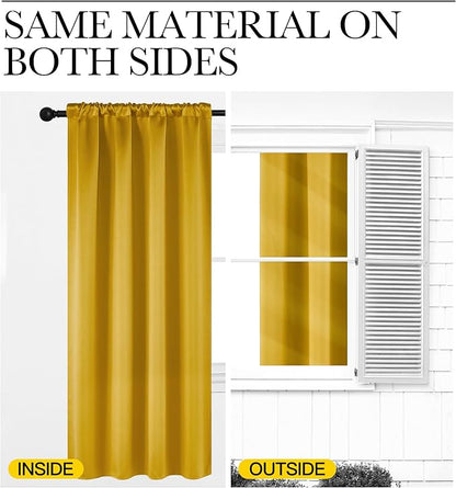 NICETOWN Gold Blackout Cafe Faux Silk Curtains - Image 6