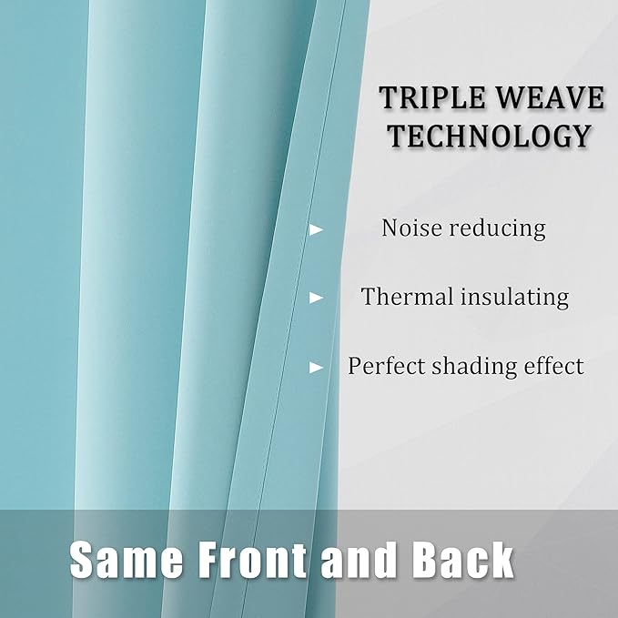 DUALIFE Aqua Curtains for Living Room Bedroom Light Blocking Window Curtains - Image 5