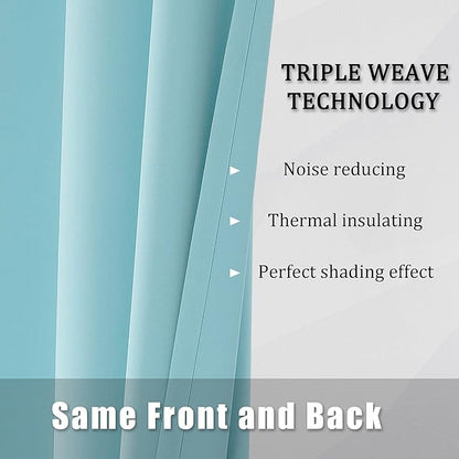 DUALIFE Aqua Curtains for Living Room Bedroom Light Blocking Window Curtains - Image 5