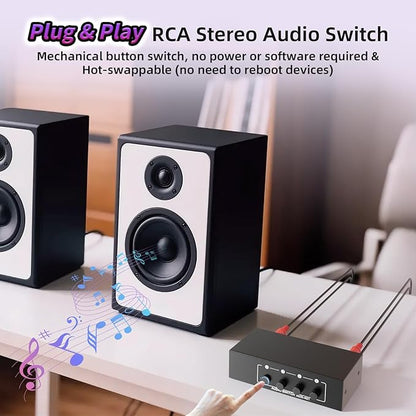 3.5mm Aux + RCA L/R Audio Switch Box 4 in 1 Out Bidirectional, BolAAzuL Stereo - Image 4