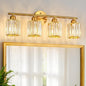 FDPBY Modern 4 Light Crystal Vanity Light, Brushed Gold Vertical Bathroom Light by FDPBY