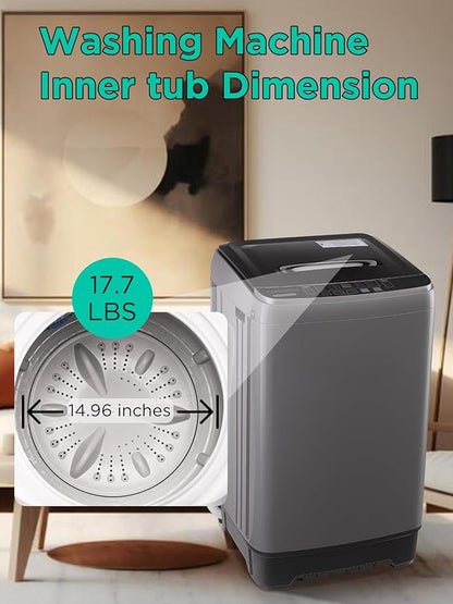 17.7 lbs Washing Machine with Drain Pump, Full Automatic Washer with 10 Wash - Image 8