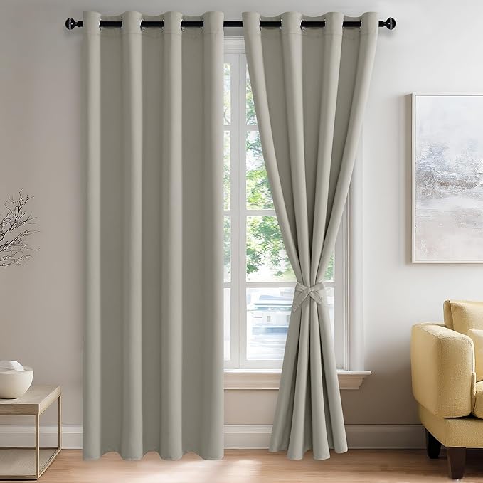 JIUZHEN Silver Grey Blackout Curtains by JIUZHEN