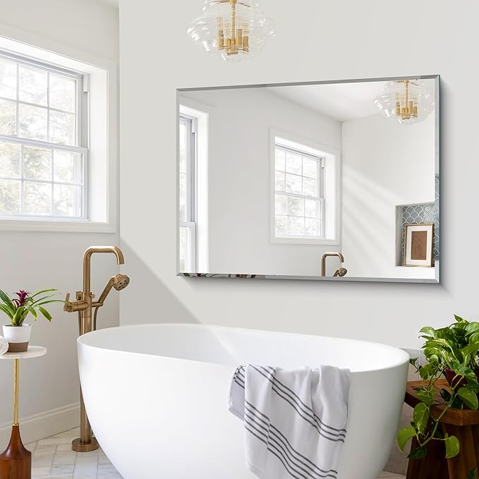 CILIBER Beveled Mirror, 55x36 Large Bathroom Mirrors - Image 2