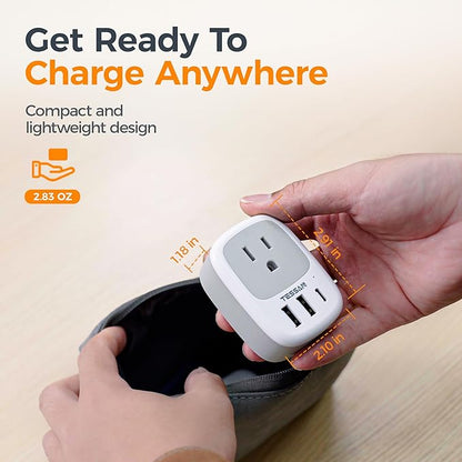 Wall Charger Block, 3 USB Charging Ports and 1 AC Outlet Splitter, TESSAN 1875W - Image 4