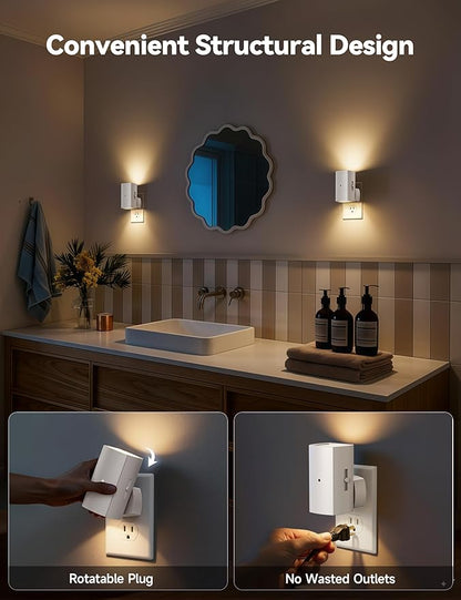 Brightown 2 Pack White Night Lights Plug into Wall, Modern Night Light - Image 4