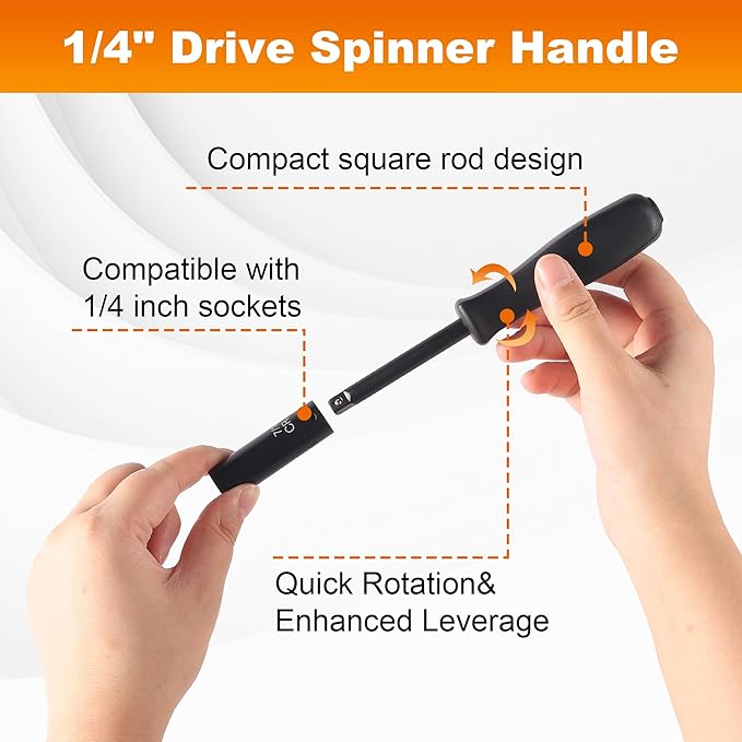 13-Piece 1/4" Drive Socket Set, Deep Sockets, 72-Tooth Ratchet Wrench, Drive - Image 4