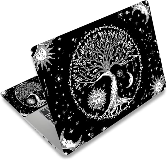 Laptop Skin Sticker Decal, Waterproof Removable, Moon & Sun & Stars by ToLuLu
