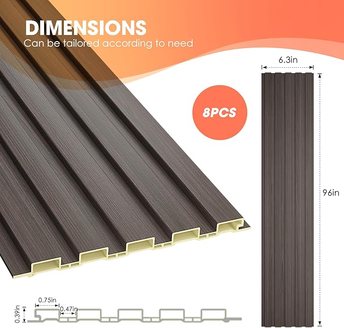 OUZUGIE WPC Acoustic Slat Wall Paneling, Living Room, TV Background, Study Room - Image 3