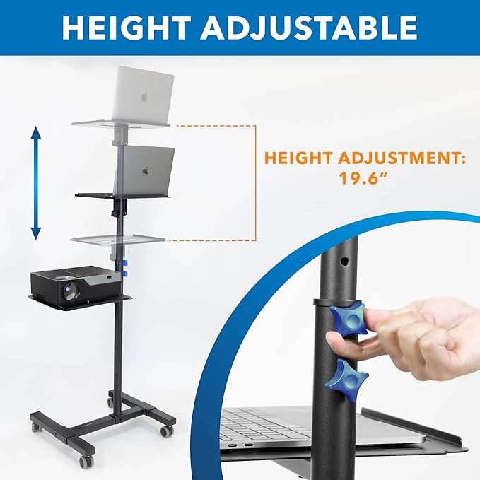 Mount-It! Mobile Projector and Laptop Stand, Rolling Cart - Image 4