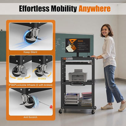 AV Presentation Cart Stand for Video Projector, Laptop Computers, Metal - Image 6