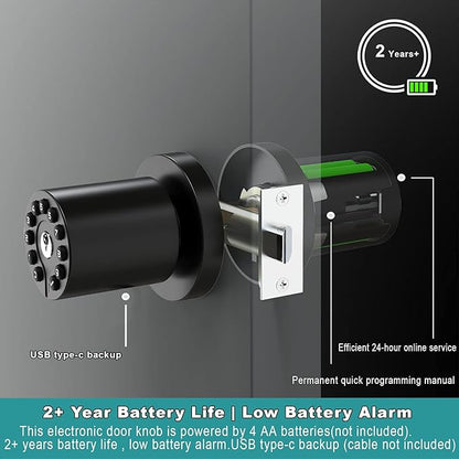 BOTHSTAR 3 Pack Black Key Alike Keyless Electronic Door Knobs - Image 4