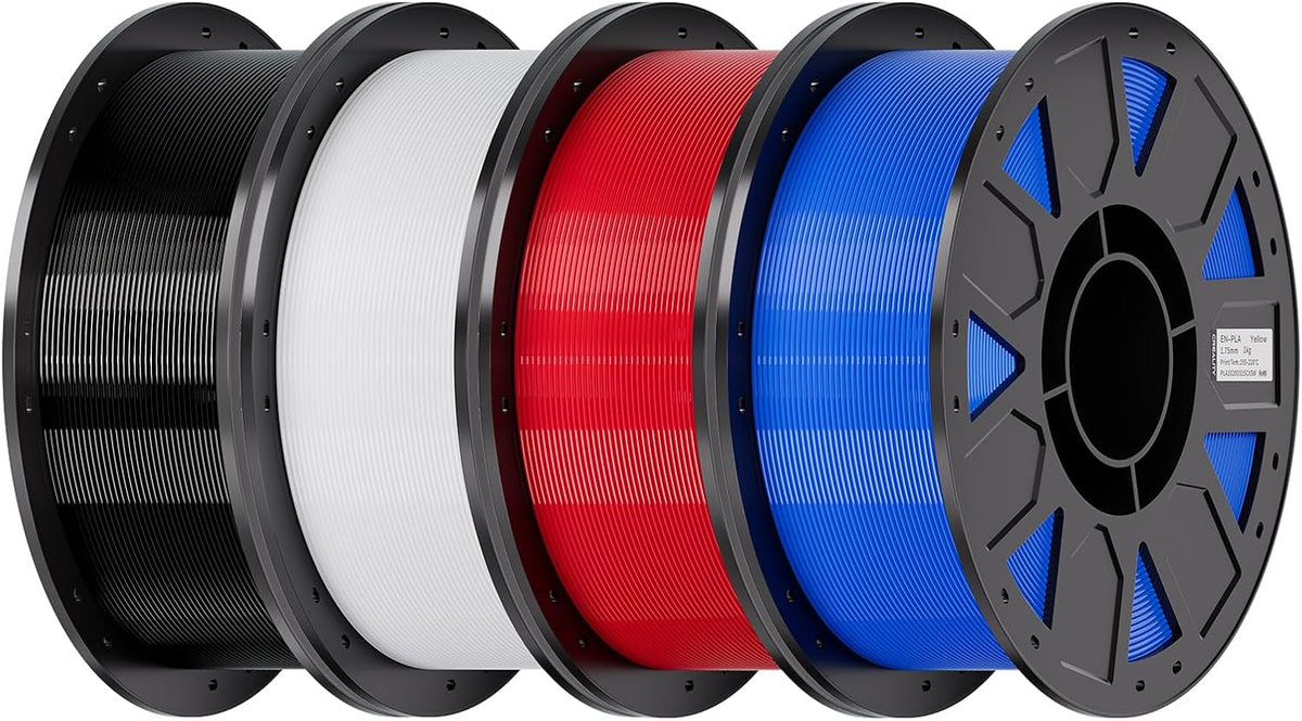 creality petg filament 1.75mm 4kg, black+white+blue+red, total 4-pack, main product view