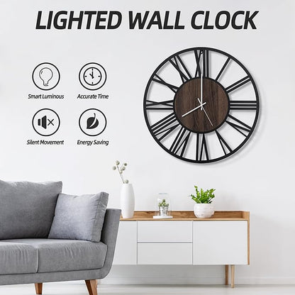 LEIKE Large Wall Clocks with Night Light Battery Operated, Silent Non Ticking - Image 7