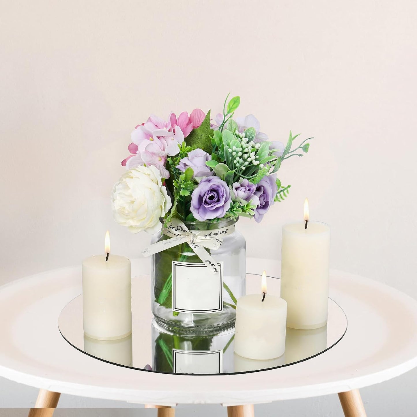 Set of 12 Round Mirrors for Centerpieces, 12 Inch Glass Mirrors Candle Plate Circle Mirror Trays Large Glass Mirror Tiles for Table Centerpieces, Wedding, Party Decorations, Crafts, Wall Decor