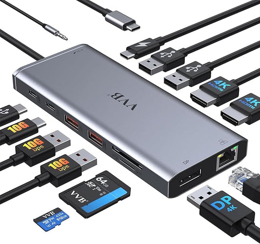 USB C Laptop Docking Station Dual Monitor HDMI by VVB