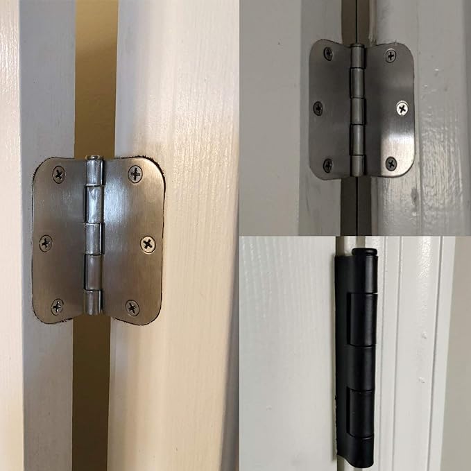 100 Pack Interior Door Hinges Brushed Nickel 3.5 inch x 3 1/2" 5/8" Round - Image 7
