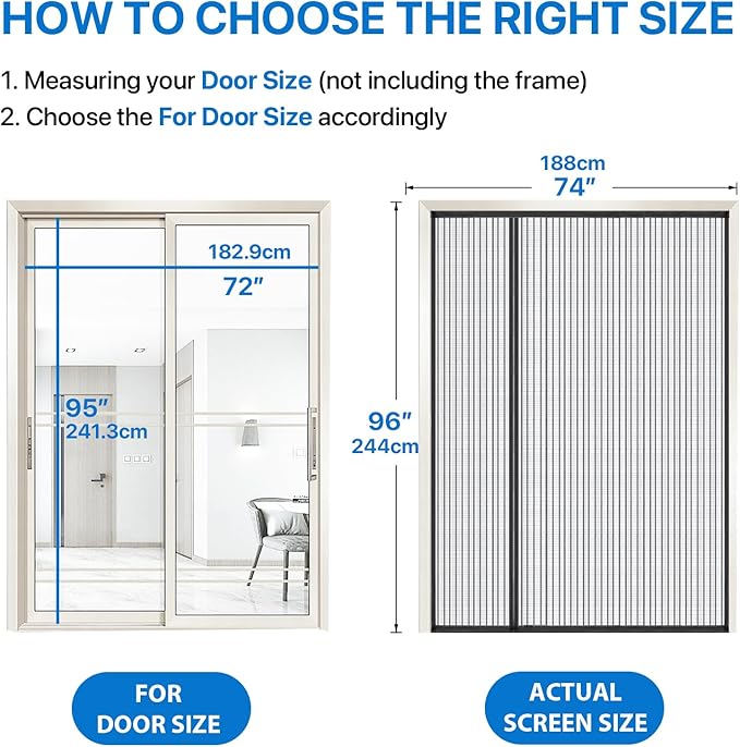 Heavy Duty Door Screen Magnetic Closure, LOVIGA 2024 Thickened Fiberglass - Image 3