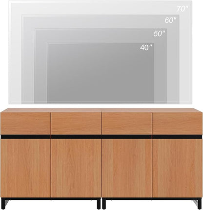 WAMPAT Modern TV Stand for TVs up to 70 inch, 2 in 1 Entertainment Center TV - Image 4