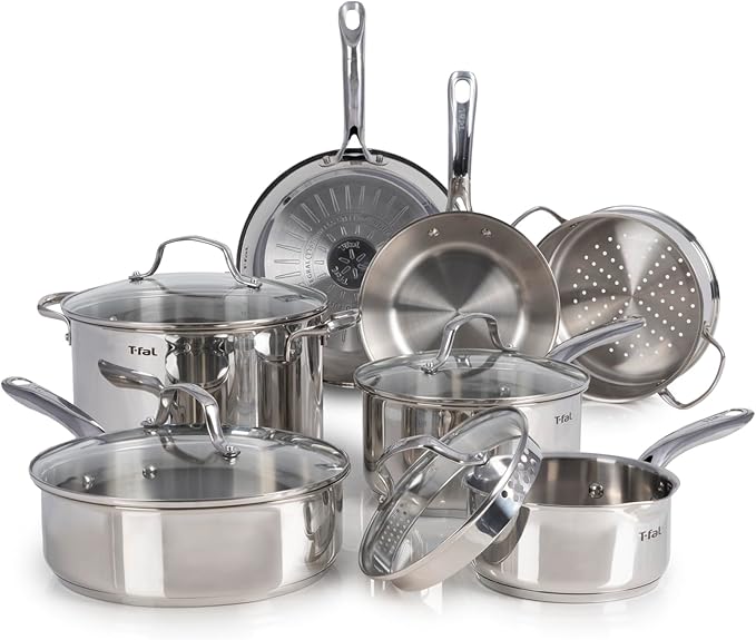 T-fal Stainless Steel Cookware Set, 11 Piece, Induction Cookware, Oven Safe to by T-falbrand