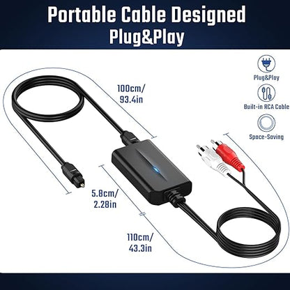 192kHz DAC Digital to Analog Audio Converter 7ft/2.1m Digital Audio Optical to - Image 4
